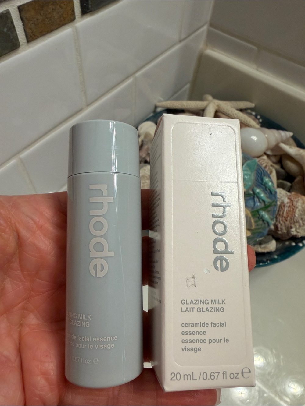 RHODE Glazing Milk Ceramide Essence — Gray Bottle & Pale Pink Box - Picture 2 of 4